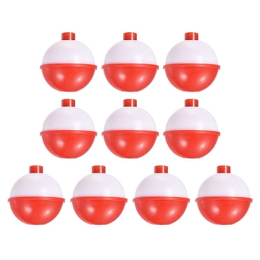 Unique Bargains 1.5 Inch Fishing Bobbers, Plastic Push Button Round Fishing Float, Red and White 10 Pack