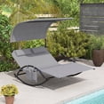 thumbnail image 4 of Gymax Outdoor Double Chaise Rocker Rocking Daybed Sun Lounger w/ Sun Shade Canopy, 4 of 10