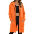 thumbnail image 1 of Sweat à Capuche à Fermeture à Glissière pour Femmes Automne Solide Longueur Étendue avec Poche Léger Coupe Décontractée Veste à Capuche Col Rond Chandail en Molleton Femmes RD5 m, 1 of 4