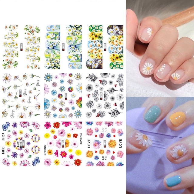 EGNMCR Nail Stickers Nail Watermark Sticker Gold Watercolor FlowerColor Nail Sticker 1PC Nail art