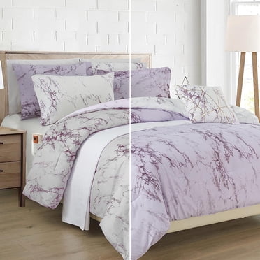 Ensemble de Douillette 10 Pcs pour Toutes les Saisons - Literie Réversible à Motif Marbre avec Garnissage Synthétique Moelleux - Parfait pour une Utilisation Toute l'Année, Format Double, Noir/blanc