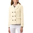 thumbnail image 1 of INSPIRE CHIC Caban Court d'Hiver pour Femme à Revers Cranté en V, Double Boutonnage, 1 of 7