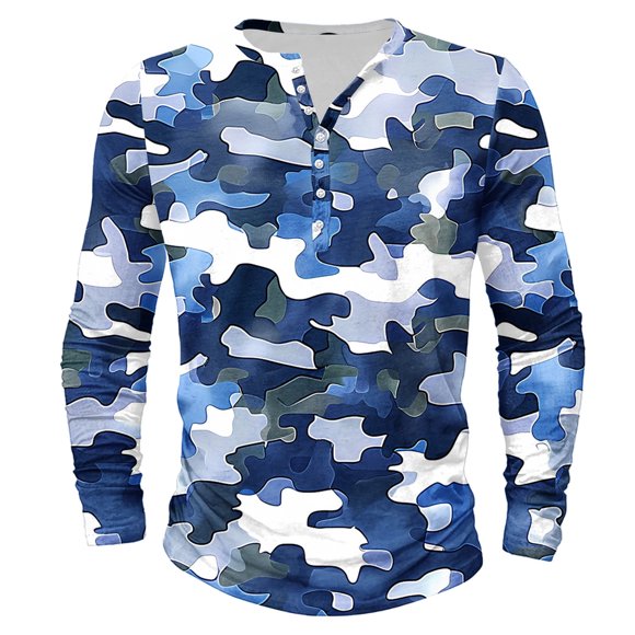 Lovzfmll Men's Long Sleeve Shirt with Camouflage Print, Crewneck Top for Outdoor Enthusiasts and Casual Everyday Wear Camouflage, 5XL