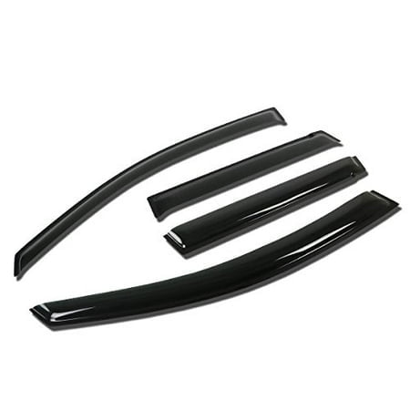 DNA MOTORING WVS-057 Dark Smoke Vent Window Visor Deflector Rain/Sun Guard, 4 Piece