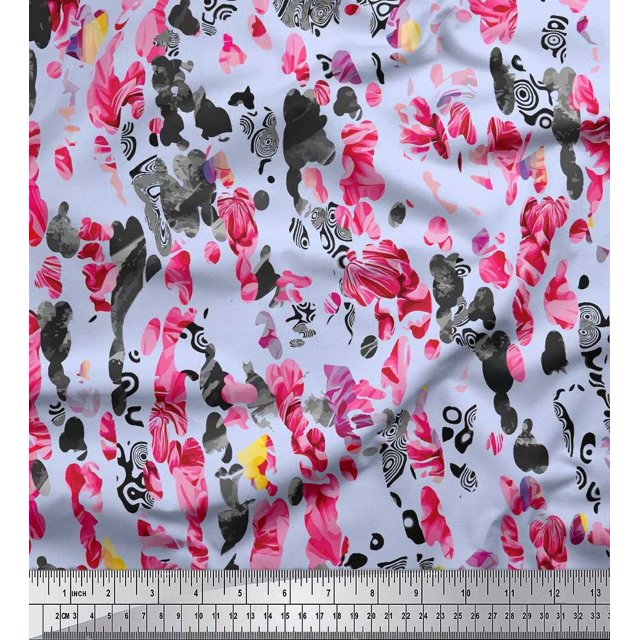 Soimoi Poly Georgette Fabric Animal Skin Texture Printed Fabric 1 Yard 42 Inch Wide