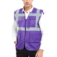 thumbnail image 1 of GOGO 5 Pockets High Visibility Safety Vest with Reflective Strips, Working Uniform Vest-Purple-L, 1 of 7