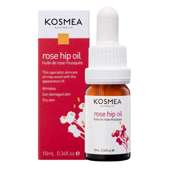 Kosmea Huile d'Églantier aux Fruits Entiers pour Tous les Types de Peau, Vitamine A et Rétinol d'Origine Naturelle, Hydratante et Facilement Absorbante - 10 ml