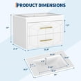 thumbnail image 2 of 24 inch Bathroom Vanity with Sink Combo, Floating Bathroom Vanity with Ceramic Basin, 2 Large Drawers with Gold Handle, Soft-Close Design, Easy Assembly, White, 2 of 6