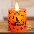thumbnail image 4 of YSTIANN 2 Pack Halloween LED Tea Light Candles - Battery Operated Flameless Candles with Flickering Flame Effect, Graffiti Pattern for Spooky Bookshelf Tabletop Decor WJ94-2781, 4 of 7