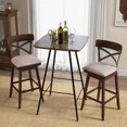 thumbnail image 4 of Costway Set of 4 Wooden Swivel Bar Stools Upholstered Bar Height Dining Chairs Brown, 4 of 8