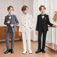 thumbnail image 1 of MKOSPLRT Complets Formels pour Garçons Coupe Ajustée Ensemble de Costume pour Enfants 6 Pcs Veste Pantalon avec Chemise Habillée Nœud Papillon et Poche Carrée pour Mariage Bal, 1 of 9