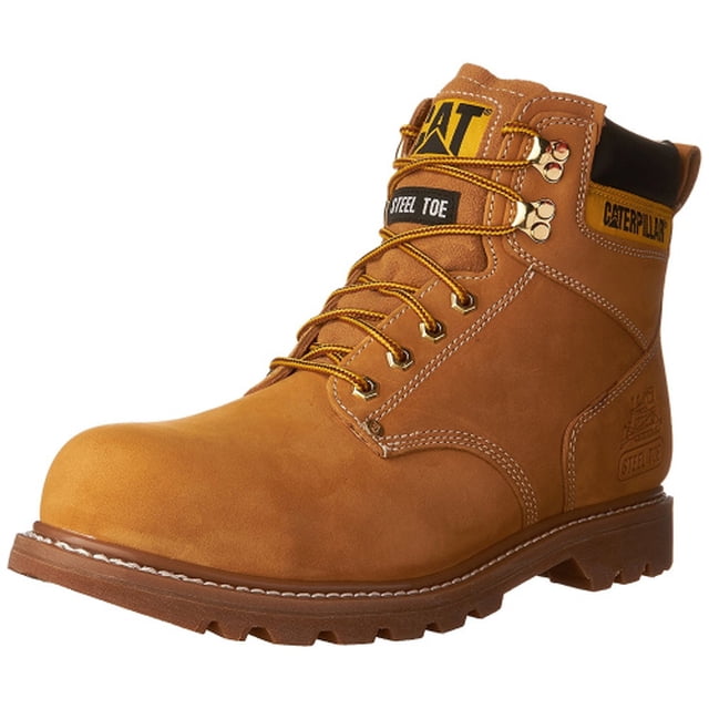 (7 W US, Honey) - CAT Second Shift Mens Leather Steel-Toe Work Boots