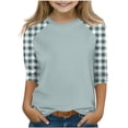 thumbnail image 1 of SERTG T-Shirt Mode Enfant Col Rond Manches 3/4 Imprimé Col Rond pour Été et Printemps 4-15 Ans (Vert Menthe2,5 Ans), 1 of 7