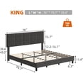 thumbnail image 2 of King Size Platform Bed Frame, Linen Upholstered King Bed Frame, Wooden Slats Support, No Box Spring Needed, Noise-Free, Grey, 2 of 8