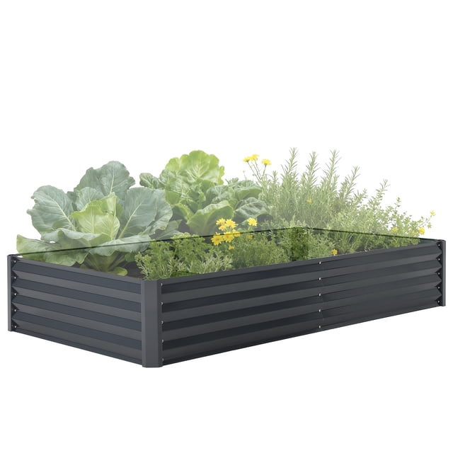 Galvanized Steel Raised Garden Bed Planter Box – Large Weatherproof Outdoor Pot with Open Base, Protective Mesh Cover, Ergonomic Design for Vegetables, Herbs & Flowers – 120x60x90cm, Grey