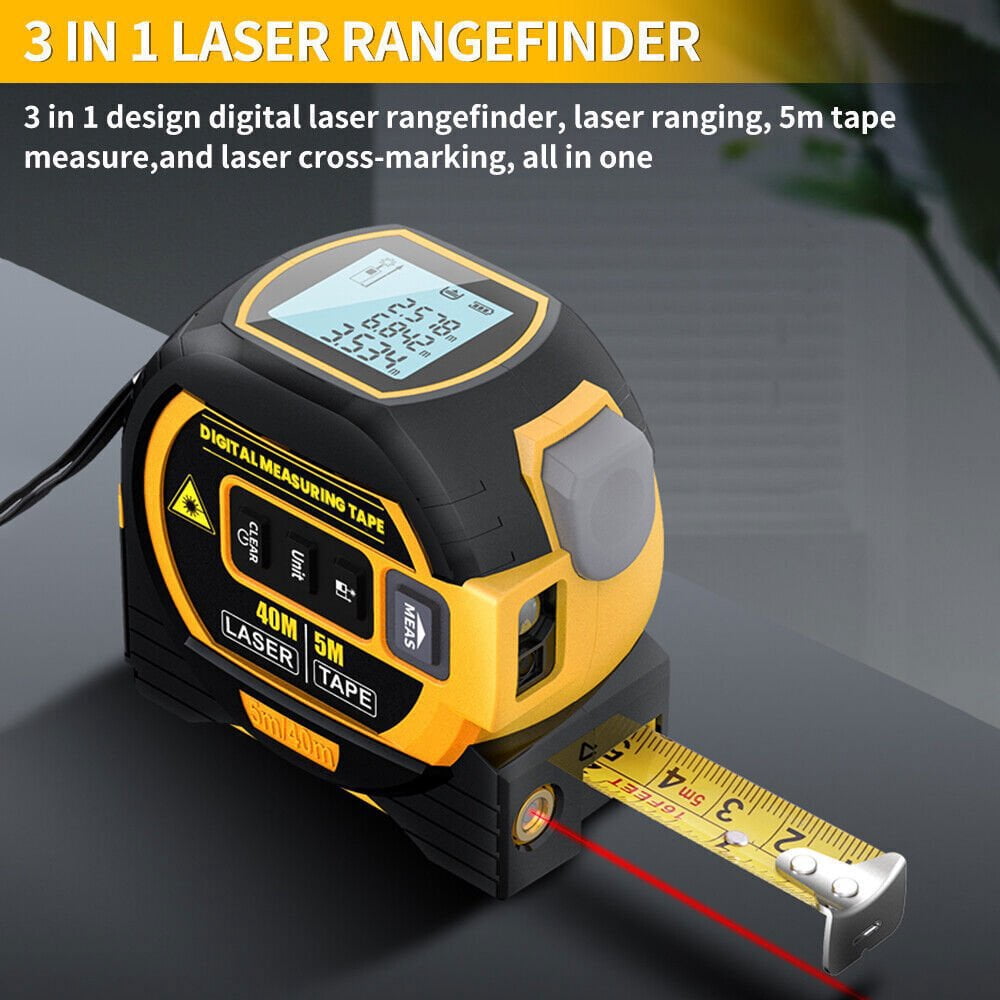 HAOAN 3 in 1 Digital Laser measure 40m/131Ft Autolock Measuring Tape Top LCD Display