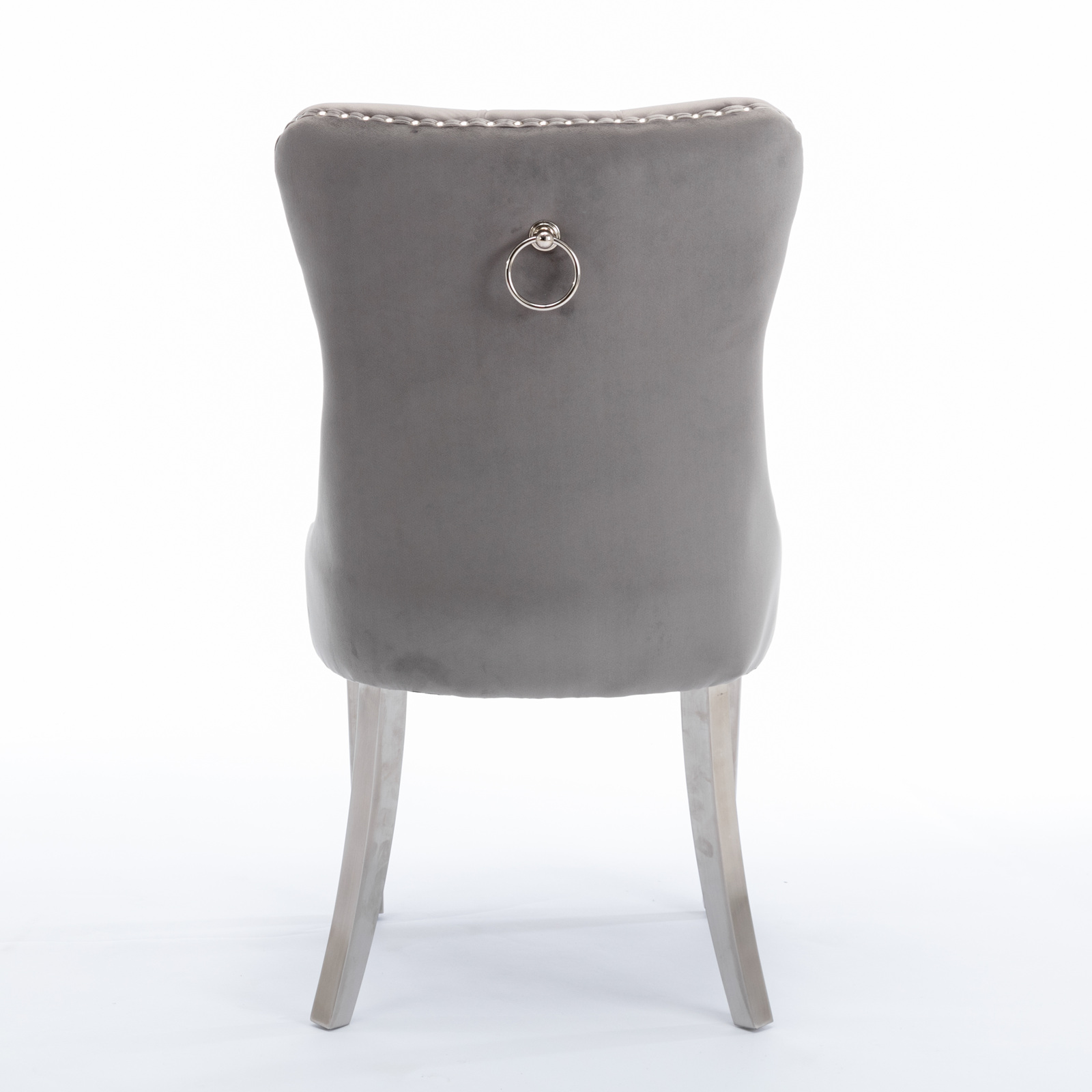 Noble House Velvet Upholstered Dining Chair Set of 2,Tufted with Siller Plated Legs & Nailhead Trim,Blue + Gold