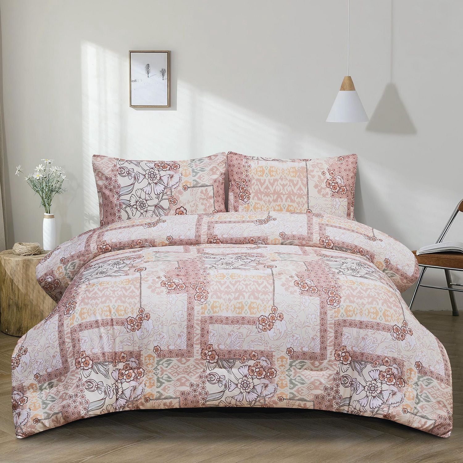 Safdie & Co. Printed Reversible Comforter Set 3PC - Camille Double Queen