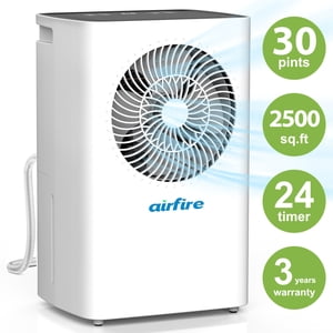 AIRFIRE 30 Déshumidificateurs de la pinte, 2500 Déshumidificateur Ft avec tuyau de drainage, 0.59 Réservoir d'eau Gal