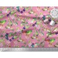 thumbnail image 3 of Soimoi Modal Satin Fabric Leaves,Floral & Hummingbird Bird Printed Craft Fabric by the Yard 42 Inch Wide, 3 of 3
