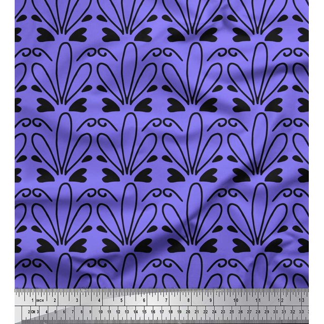 Soimoi Purple Georgette Viscose Fabric Tendril & Abstract Fabric Prints By Yard 42 Inch Wide
