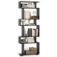 thumbnail image 1 of Costway 6-tier Storage Bookshelf S-shaped Geometric Bookcase with Anti-toppling Kits Black, 1 of 9