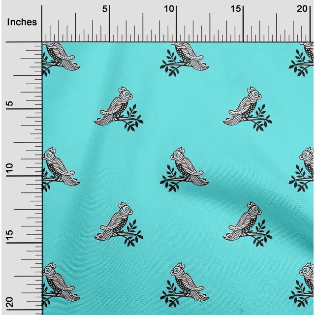 oneOone Georgette Viscose Fabric Bird Block Print Sewing Fabric BTY 42 Inch Wide