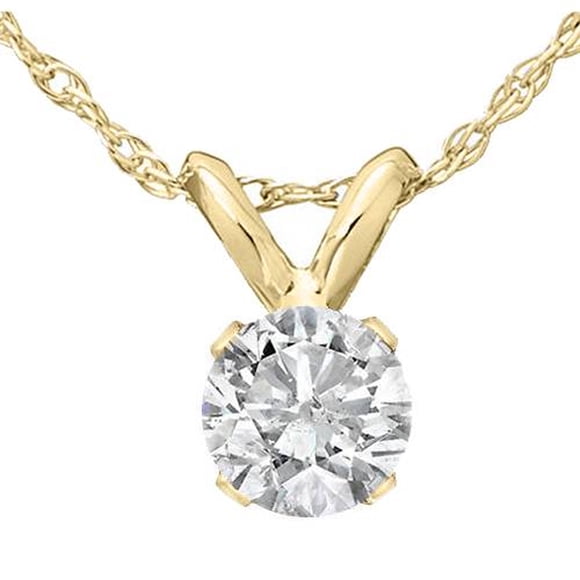 1/3 Ct Round Real Diamond Solitaire Pendant Necklace in 14k White Or Yellow Gold