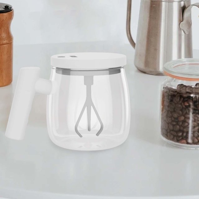 Automatic Stirring Cup 13.5oz Multipurpose Portable Mixing Mug with Lid Electric White