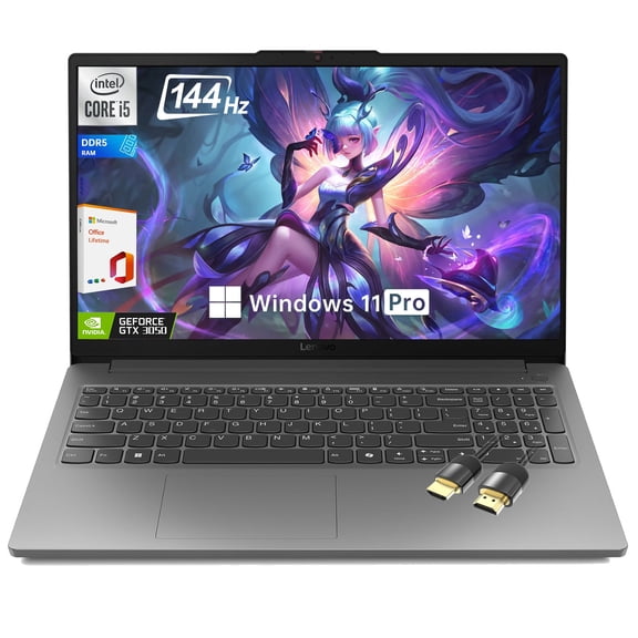 Lenovo LOQ Essential Portable de Jeu, Écran FHD 15,6 Pouces 144Hz, Intel Core i5 -12450HX, GeForce RTX 3050, 16 Go de RAM DDR5, SSD 512 Go, AI Copilot, Wi‐Fi 6, RJ-45, USB‐C, HDMI, avec Autonomie de Bureau, Win 11 Pro