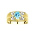 thumbnail image 1 of RYLOS Men's Rings 14K Yellow Gold Rings Classic Designer Style 8X6MM Oval Gemstone &  Diamond Ring Blue Topaz December Birthstone Rings For Men Size 10, 1 of 7