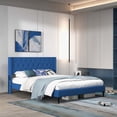 thumbnail image 1 of Costway Queen Size Upholstered Platform Bed with Button Tufted Wingback Headboard Blue, 1 of 10