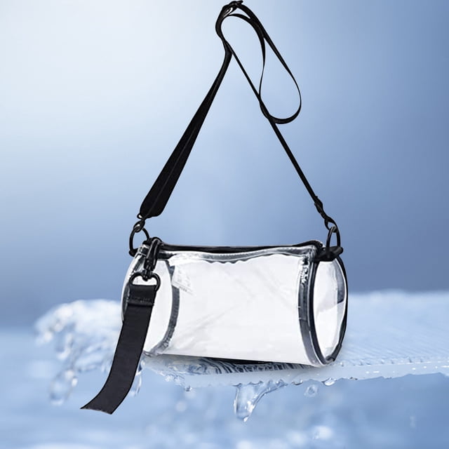 Dvkptbk Sac à Bandoulière Sac à Main Cylindrique Sacoche Pvc Sac Cosmétique Sac de Rangement Multifonction Grand Sac Cosmétique Transparent, Sac à Main Transparent Sac à Bandoulière Sac Transparent Stade Camping et Randonnée