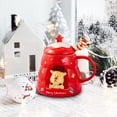 thumbnail image 3 of Vaidha Christmas Ceramic Mug Cute With Spoon Lid Large Capacity Household Ceramic Water Cup, 3 of 3