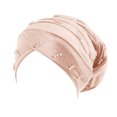 thumbnail image 3 of Womens Large Elastic Solid Color Comfortable Flat Hat Pearl Cap Nail Bead Pile Cap, 3 of 3