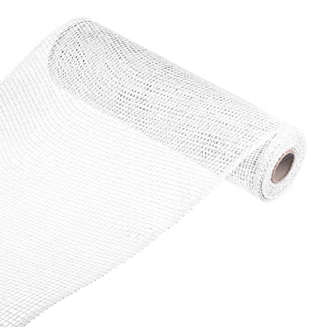 Unique Bargains PP Burlap Mesh 10' x 5 Yards Decorative Wrapping Ribbon, White 1 Roll