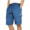 thumbnail image 1 of Eryao Short Cargo Bleu pour Hommes Taille Élastique à Cordon Short de Jogging de Gym avec Poches à Rabat Short en Molleton Confortable,m, 1 of 6