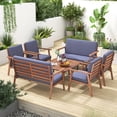 thumbnail image 4 of Costway 8 PCS Patio Conversation Set Acacia Wood Sofa Coffee Table with Cushioned Seat Grey, 4 of 9