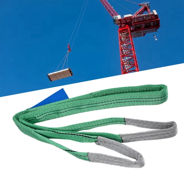 Heavy Lifting Straps, 2T Flat Lifting Slings And Straps High Strength Polyester Crane Straps with Green Coded Load Rating for Shipyard, Machinery, Electric Power, Engineering