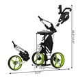 thumbnail image 2 of Gymax 3-Wheel Foldable Golf Push Pull Cart Trolley w/ Seat Adjustable Handle Green, 2 of 10