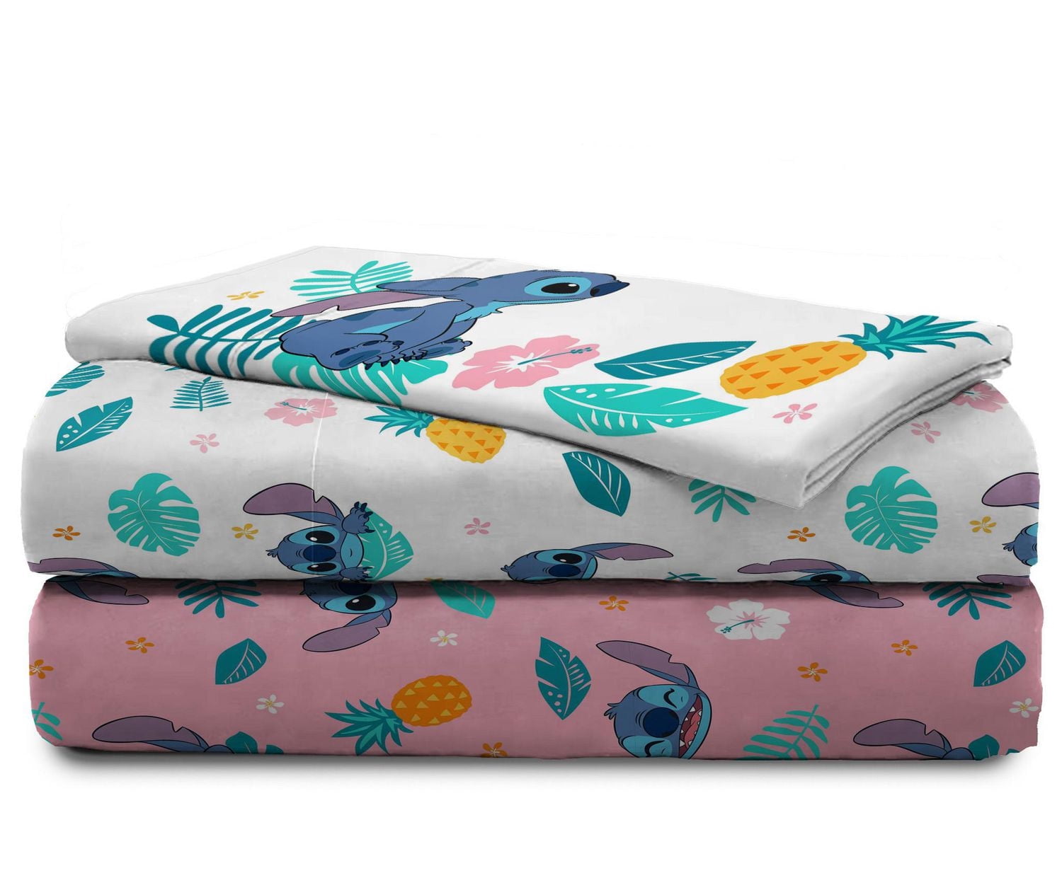 Disney Lilo and Stitch Denim Hawaïen Ensemble de Draps 3-Pièces pour Lit 1 Place Pour Enfants, 100% Polyester