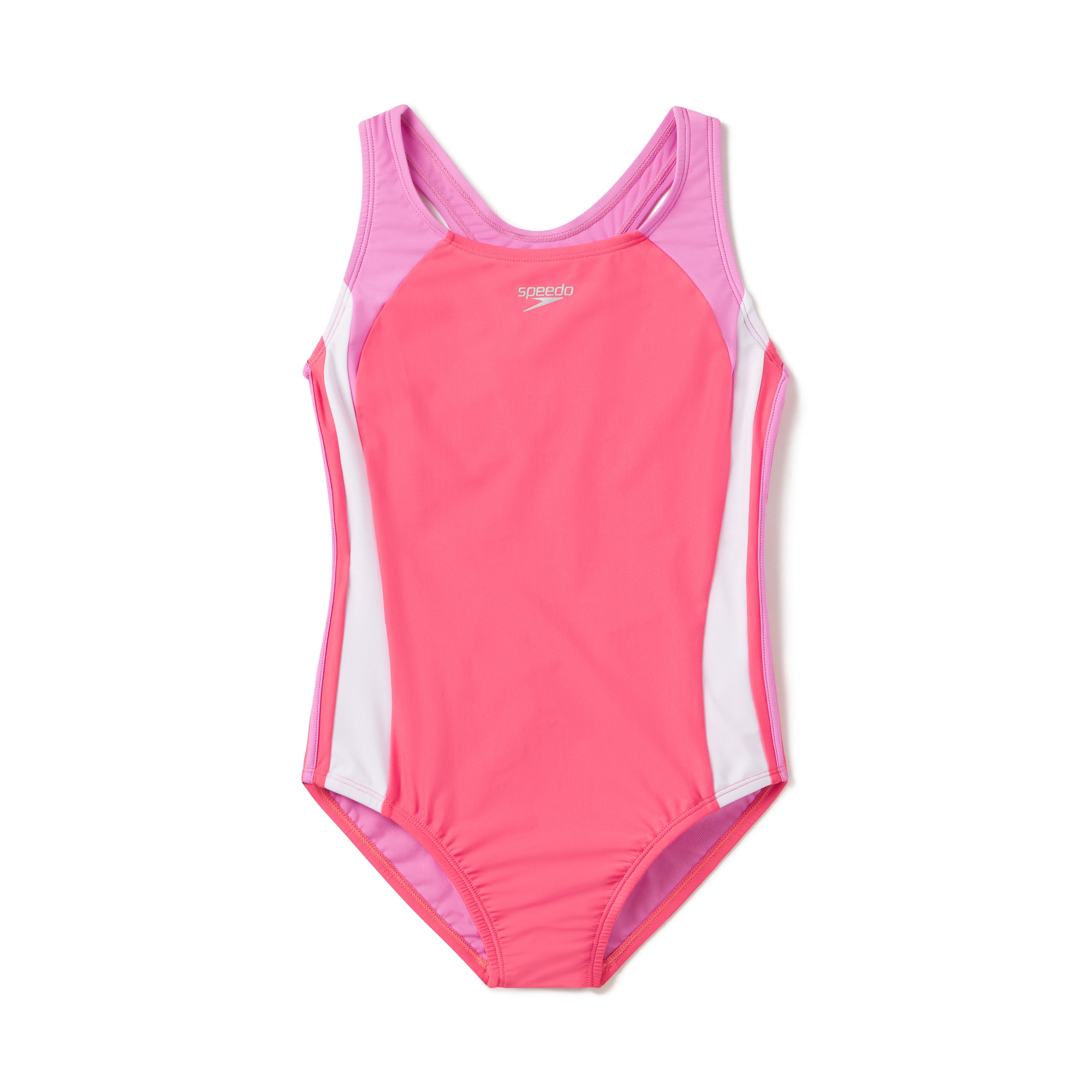 Speedo Girls Infinity Splice One Piece Thick Strap Swimsuit - Coral Paradise, Size: 10