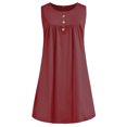 thumbnail image 2 of Innerwin Mini Dress Button Women Sundress Beach Solid Baggy Bohemian Red Wine L, 2 of 4