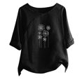 thumbnail image 1 of Blouses pour Femmes T-shirt Imprimé Manches Courtes Blouse Col Rond Hauts Décontractés, 1 of 1