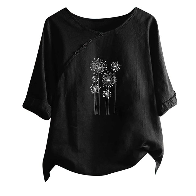 Blouses pour Femmes T-shirt Imprimé Manches Courtes Blouse Col Rond Hauts Décontractés