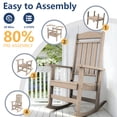 thumbnail image 3 of FOOWIN Patio Slat Rocking Chair, HDPE Plastic Weather Resistant Porch Rocker,Brown, 3 of 7