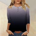 thumbnail image 2 of Yuyuzo Womens 3/4 Sleeve Tops Basic Button Crew Neck Solid Color Loose Fitted Tunics Tee Blouses, 2 of 5