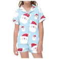 thumbnail image 1 of 2025 Imprimé de Noël Fille Trucs Manches Courtes Shorts Cardigan Pyjama Fille Pyjamas Deux Ensembles, 1 of 4