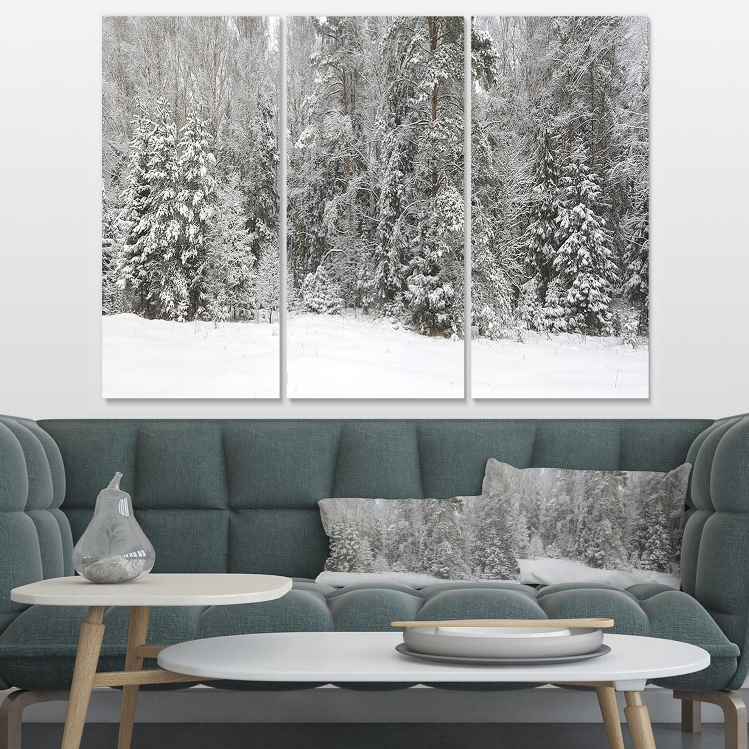 Designart Foggy Winter Forest Panorama Canvas Wall Art