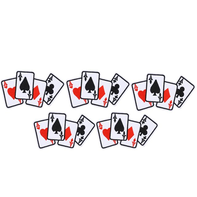 Bag Applique, Cloth Material DIY T-shirt Fabric Sticker Poker Ace Pattern Iron On Patch, 5Pcs For Bed Sheet Curtain Hat Shoe